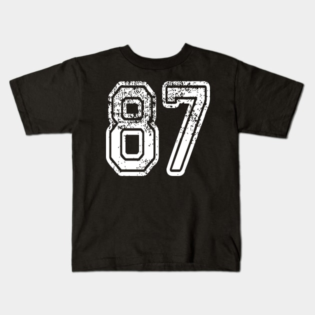 Number 87 Grungy in white Kids T-Shirt by Sterling